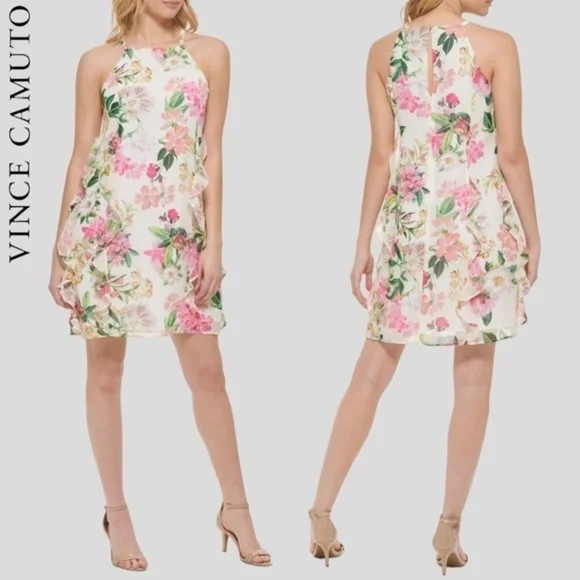 off white floral tiered halter maxi dress IVORY TIERED HALTER MAXI DRESS | CULT MIA main image 0
